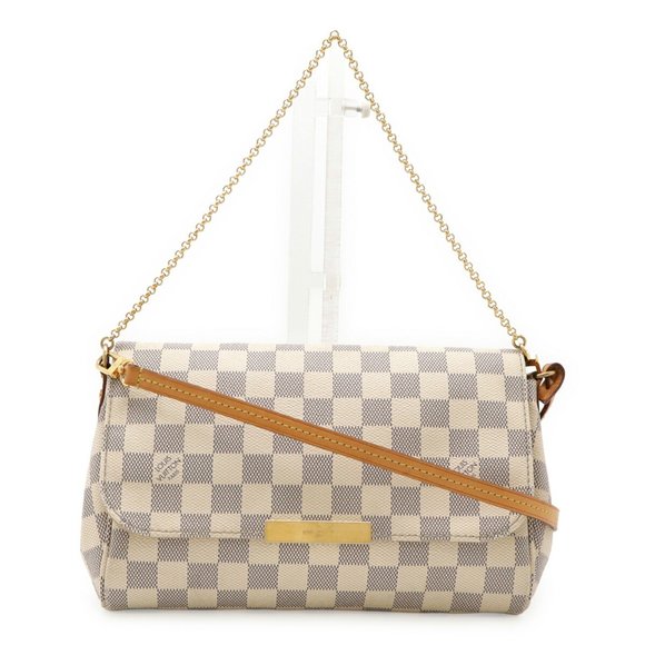 LOUIS VUITTON Damier Azur Favorite MM Pouch Clutch Bag Chain Shoulder N41275 - Picture 1 of 9